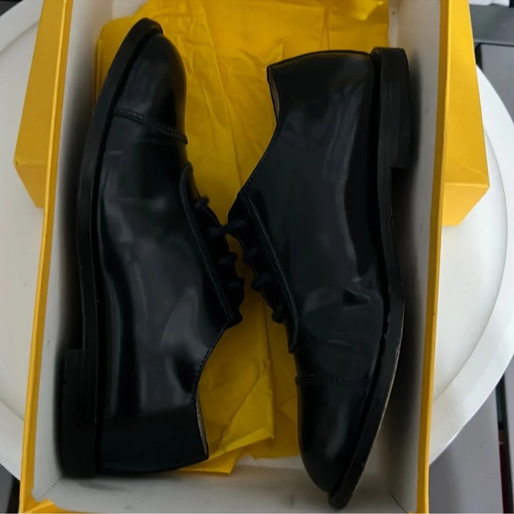 Authentic Fendi luxury designer dark navy blue Oxford derby dress shoes sz 13